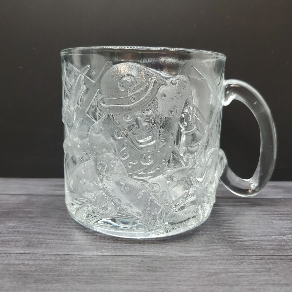 Vintage 1995 McDonald's Batman Forever Movie Riddler DC Comics Glass Mug 3D
